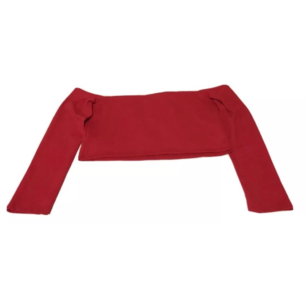 FASHION NOVA- Red Crop Top Long Sleeve - Picture 3 of 8